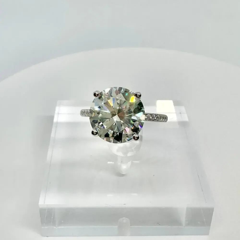 Moissanite Diamond Ring 3 Ct Engagement Wedding Round Cut Solitaire GRA Size 8